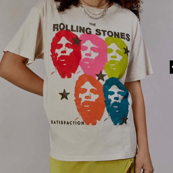 Daydreamer Tops - Daydreamer ROLLING STONES SATISFACTION BOYFRIEND TEE SIZE SMALL